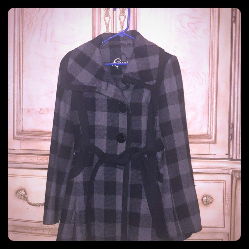 Guess plaid pea coat